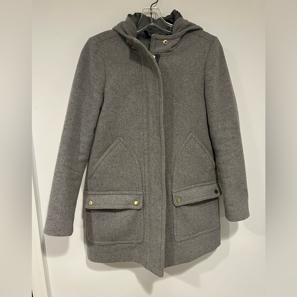 J Crew Grey Wool Parka Jacket Size 00 - Picture 1 of 8